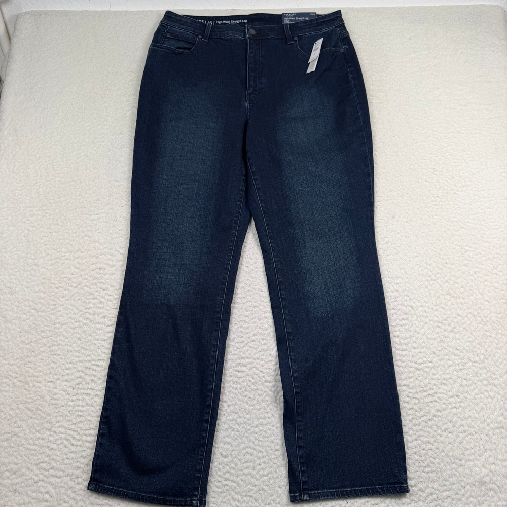 NWT Talbots Flawless Straight Leg Jeans 16 Blue High Waist Curvy Stretch